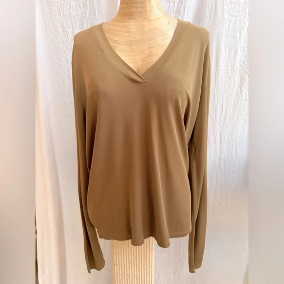 DKNY Silk Camel long sleeve blouse - Picture 1 of 7